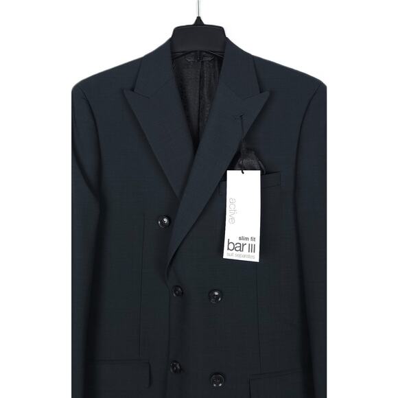 Bar III Men's Slim-Fit Stretch Wool 2-Piece Suit Green Solid 38L 32x32 NWT - Picture 5 of 13